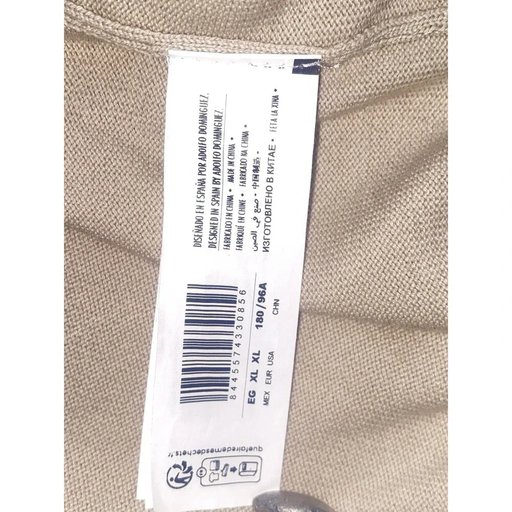Adolfo Dominguez Men's XL Beige Full-Zip Knit Linen Hybrid Bomber Jacket Sweater